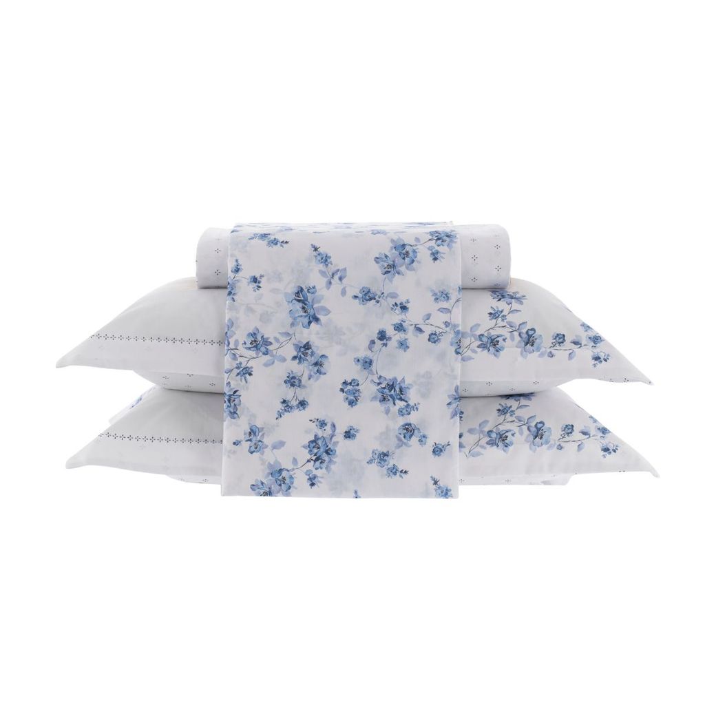 Jogo De Cama 200 Fios Vida Bela Kacyumara Azuri em Oferta na Shopee