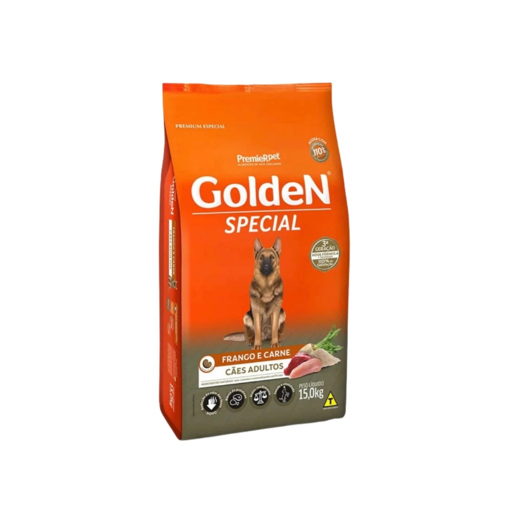 Ração Golden Special Cães Adultos Frango e Carne 15kg - Nutrição Completa para o Dia a Dia