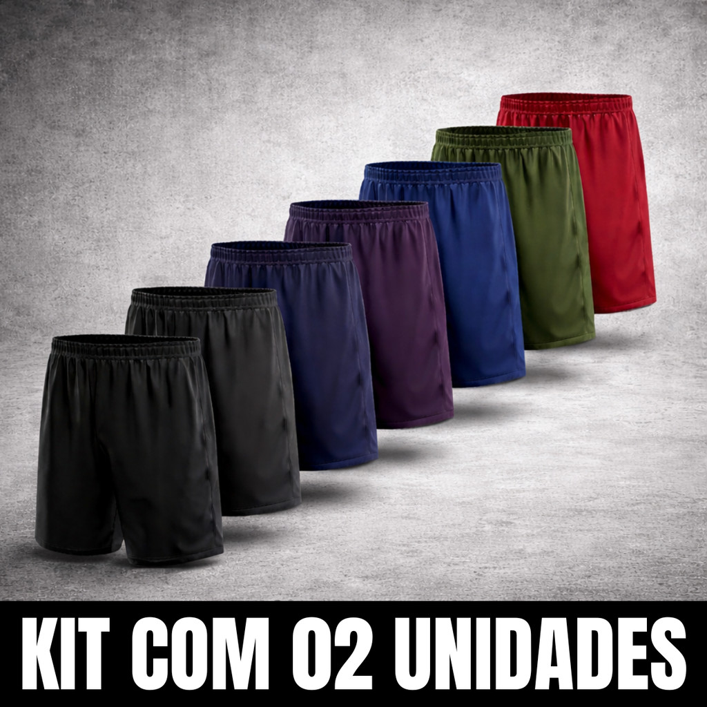 Kit 2 Bermuda Masculina Feminina Short Calção Futebol Academia Praia Caminhada Lazer Cores Sortidas