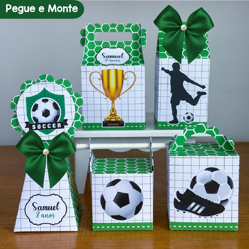 Kit Festa Futebol | Personalizados | Lembrancinhas | Caixinhas para Festa | (Pegue e Monte)