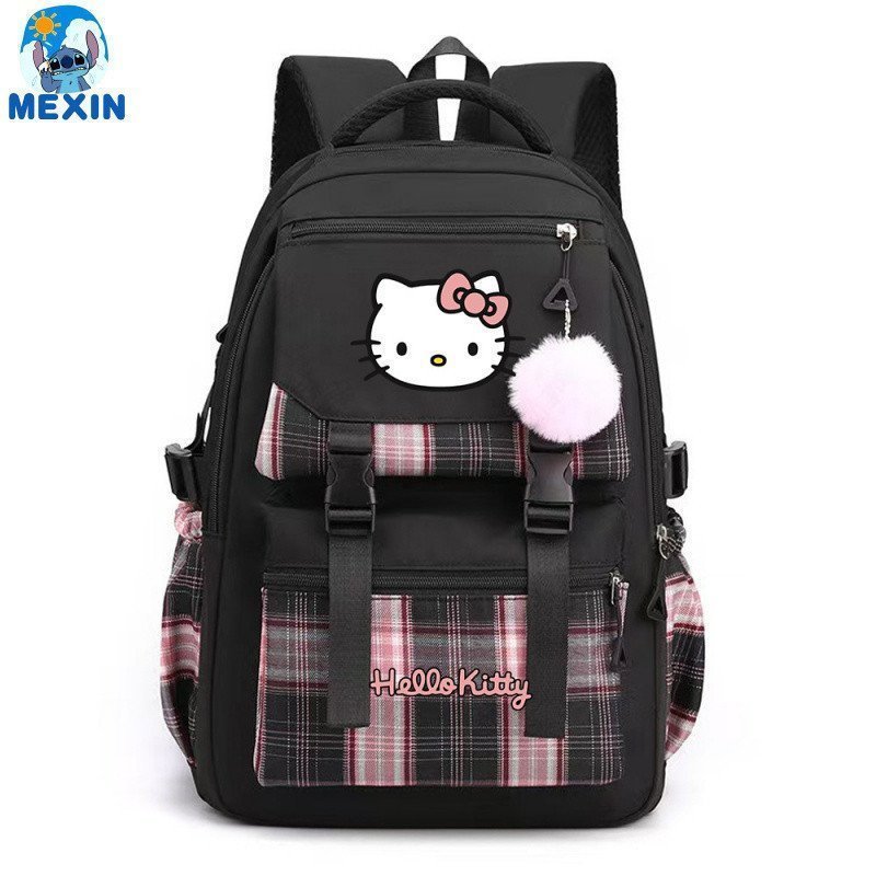 Mochila de Desenho Animado Hello Kitty, Mochila Escolar Fofa para Estudantes, Grande Capacidade em Oferta na Shopee