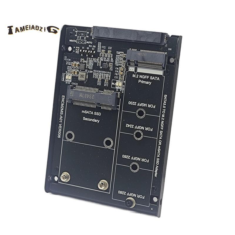 [Entrega Rápida T] Gabinete SSD M2 + MSATA Para SATA3.0 6Gb Adaptador Riser Card Board Com Suporte De Soquete De Metal M