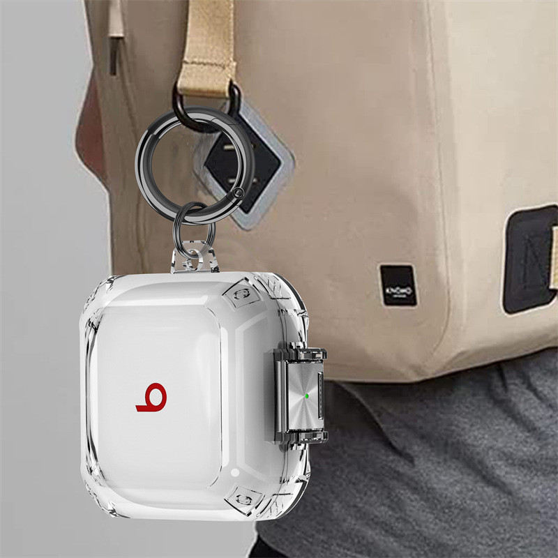 Capa protetora transparente com fecho de encaixe eletroplaqueado para fones Bluetooth Beats Fit Pro Magic Sound 5Q5A.