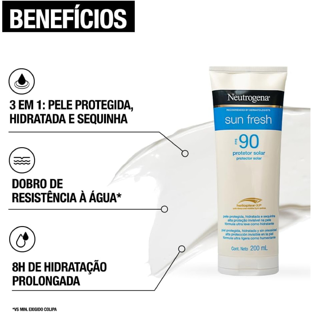 Protetor Solar Corporal Loção FPS 90 Neutrogena Sun Fresh 200ml — imagem 2 de 2