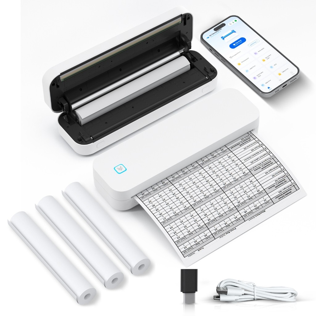 2 Em 1 Impressora Térmica A4 Decalque de Tatuagem Bluetooth Portátil Printer + Imprimir documento