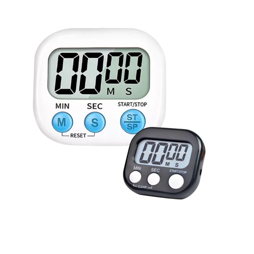 Timer Digital Cozinha com Imã LCD  Alarme Suporte Mesa Branco ou Preto - 1Un