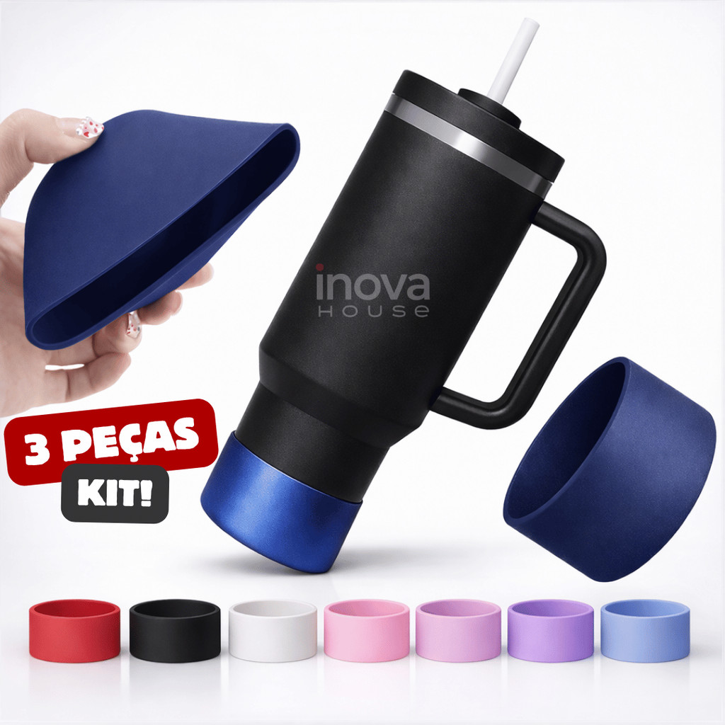 Capa Silicone Bota Manga Protetora Copo Térmico Antiderrapante Garrafa 6,5cm 7,5cm Kit 1 ou 3 Peças
