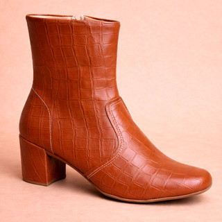Bota Feminina Cano Curto Salto Grosso 5cm Confortável Elegante Moda Inverno Casual