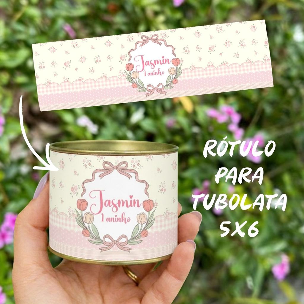 Rótulo Adesivo Personalizado Maternidade,chá de bebê,aniversário Jardim Menina tubolata 5X6 Lembrancinhas de Aniversário