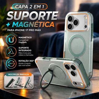 Capa iPhone 17 Pro Max 16 15 14 13 12 Suporte 360° Magnético Anti Queda Transparente Premium em Oferta na Shopee