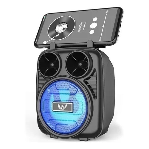 Caixinha Caixa Som Recarregável Bluetooth Usb Cartão Sd Mp3 Cor Preto