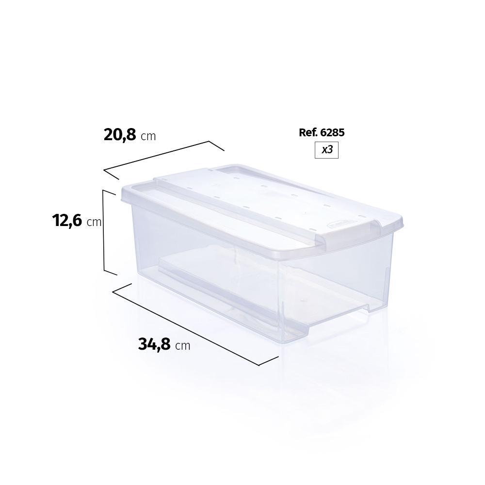 Kit 3 Caixas Organizadoras Empilháveis Multiuso Brinquedos Sapatos Ferramentas Papelaria Geladeira Despensa Plasútil