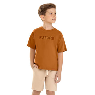 Conjunto Infantil Menino Bordado Future Colorittá Marrom em Oferta na Shopee
