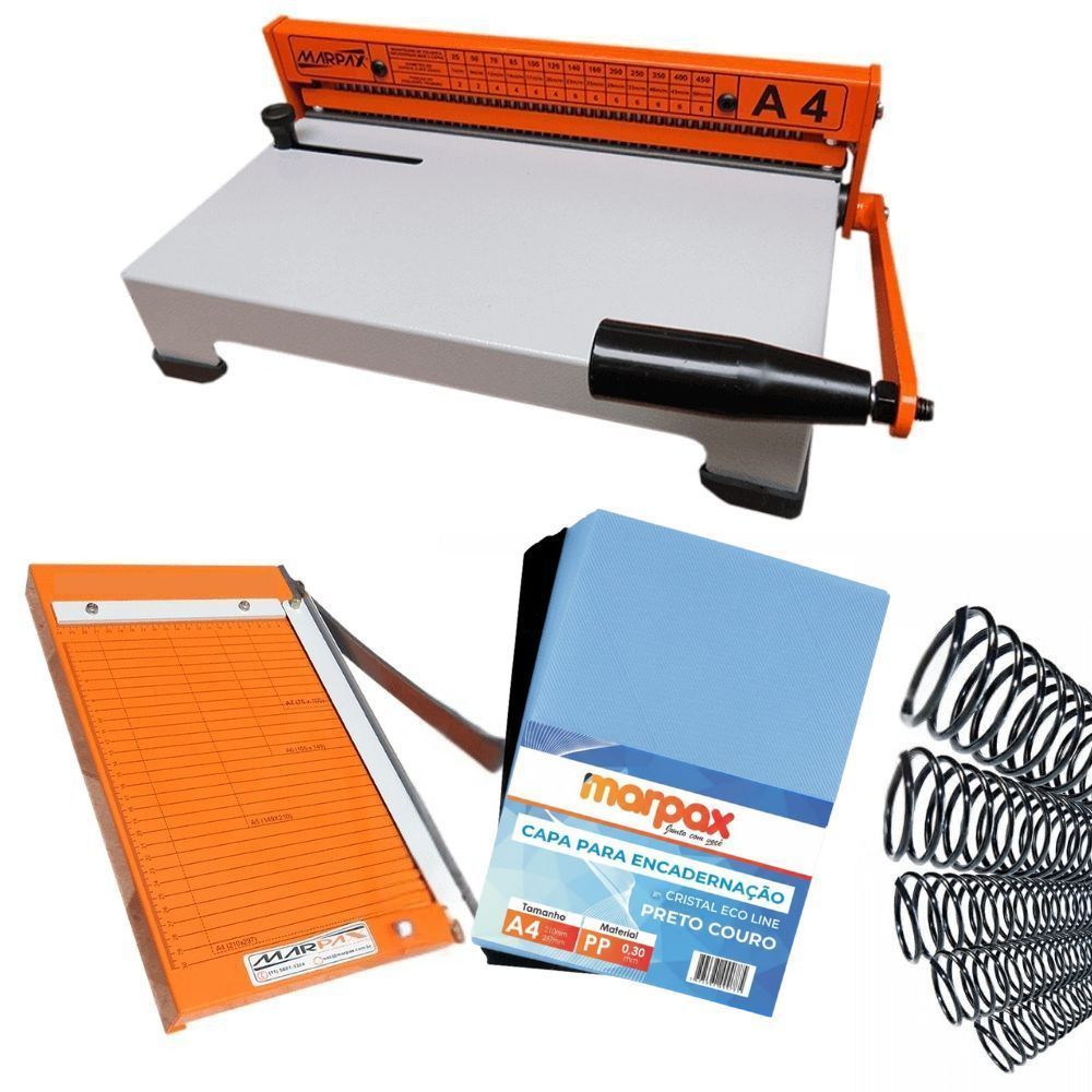 Kit Encadernadora Espiral A4-X + Capas Espirais Guilhotina
