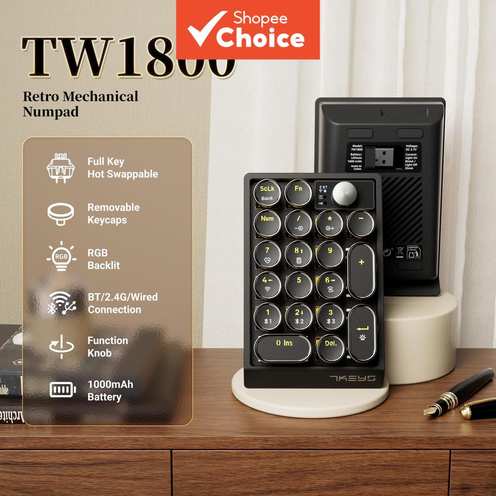 Teclado Mecânico Bluetooth Sem Fio Com Teclas Numéricas Para Tablet