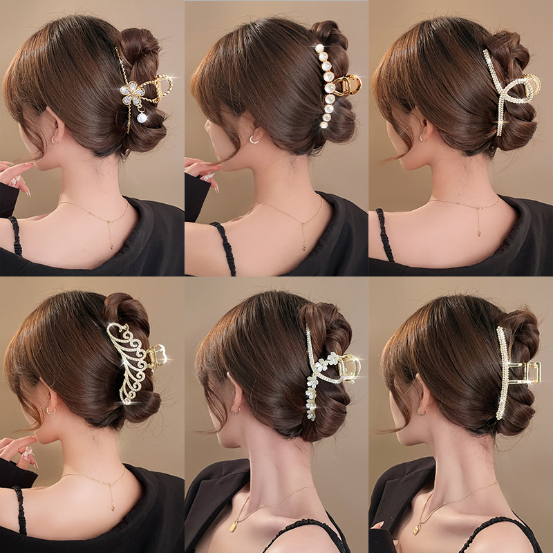 Strass opala grab clip grampo de cabelo temperamento clipe High-End cocar cabeça traseira feminino verão cabelo grab tub