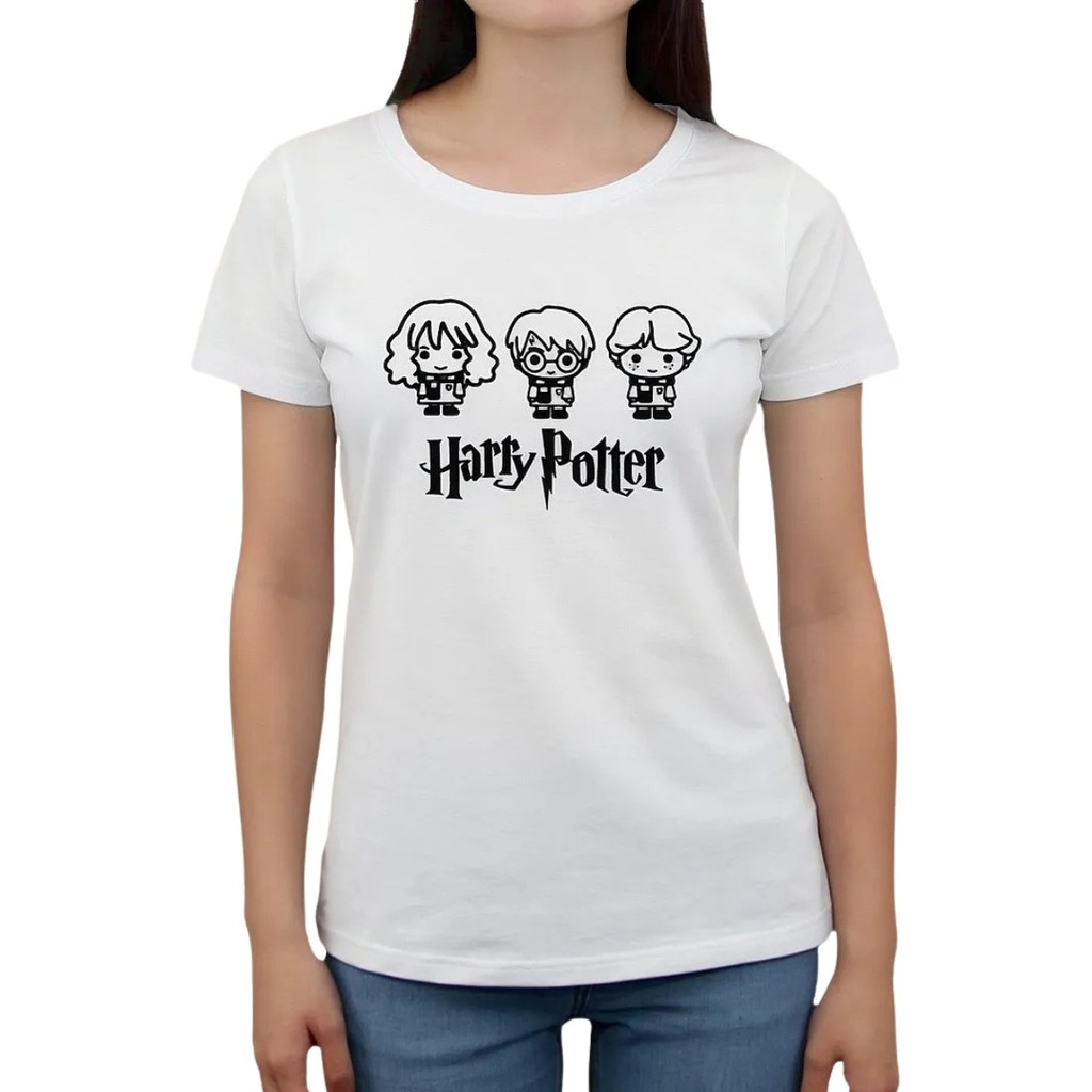Camiseta Estampada Inspirado Harry Potter Personagens PB Unissex 100% Algodão Frete Grátis Rápido Plus Size