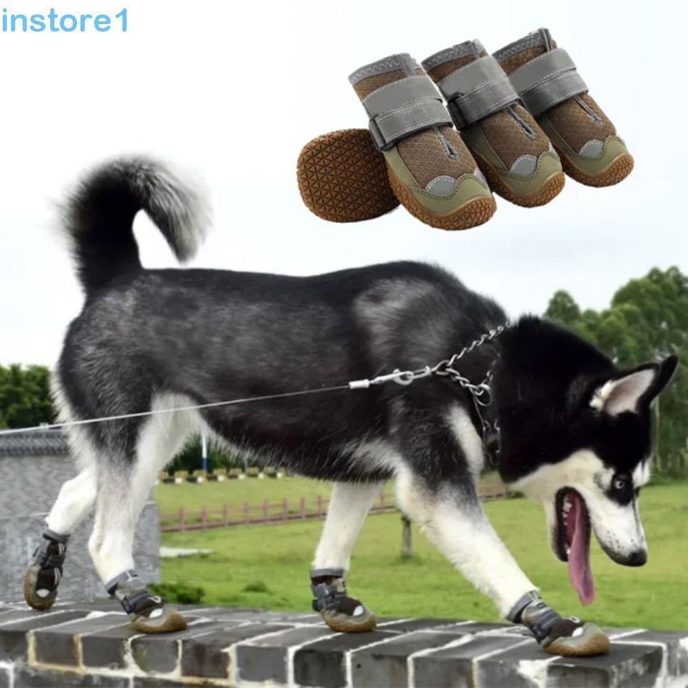 INSTORE 4 Unidades/Conjunto Sapatos Antiderrapantes Para Cães , Protetor Reflexivo E Respirável Botas Ajustáveis Caminha