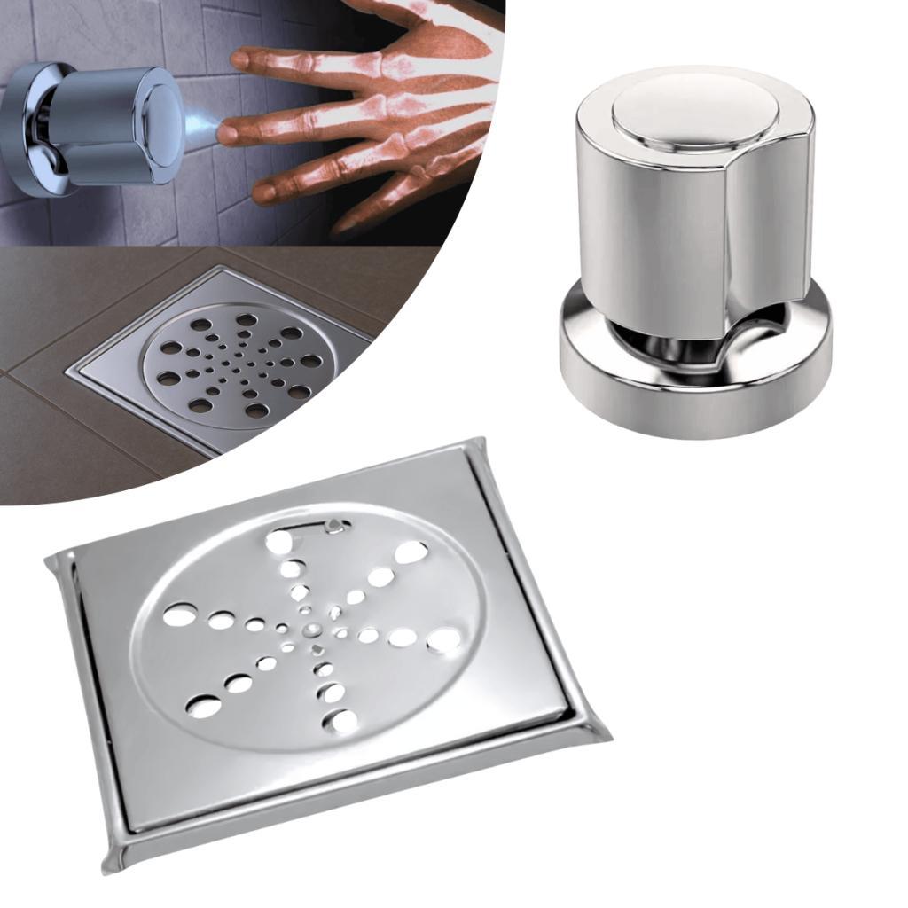 Acabamento para Registro Deca C40 + Ralo Quadrado Inox Sistema com Grelha Banheiro Moderno