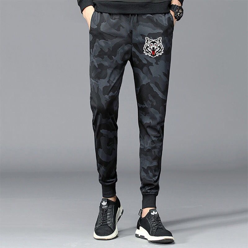 Primavera outono calças casuais masculinas camuflagem chinesa calças compridas uniforme militar Tie-up solto mais gordur
