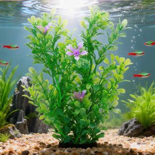Planta Artificial Aquario Enfeite e Decoração Verde+Florzinho 21cm cu04-10
