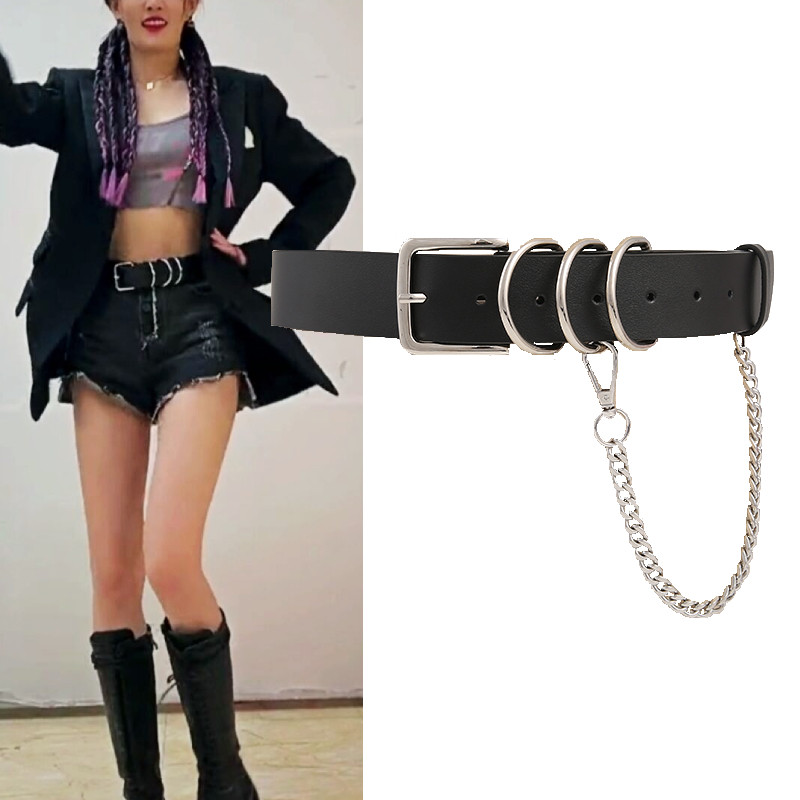 Cinto de couro genuíno feminino cinto preto moda decoração Punk blusão Blazer na moda legal ins com cinto Jeans