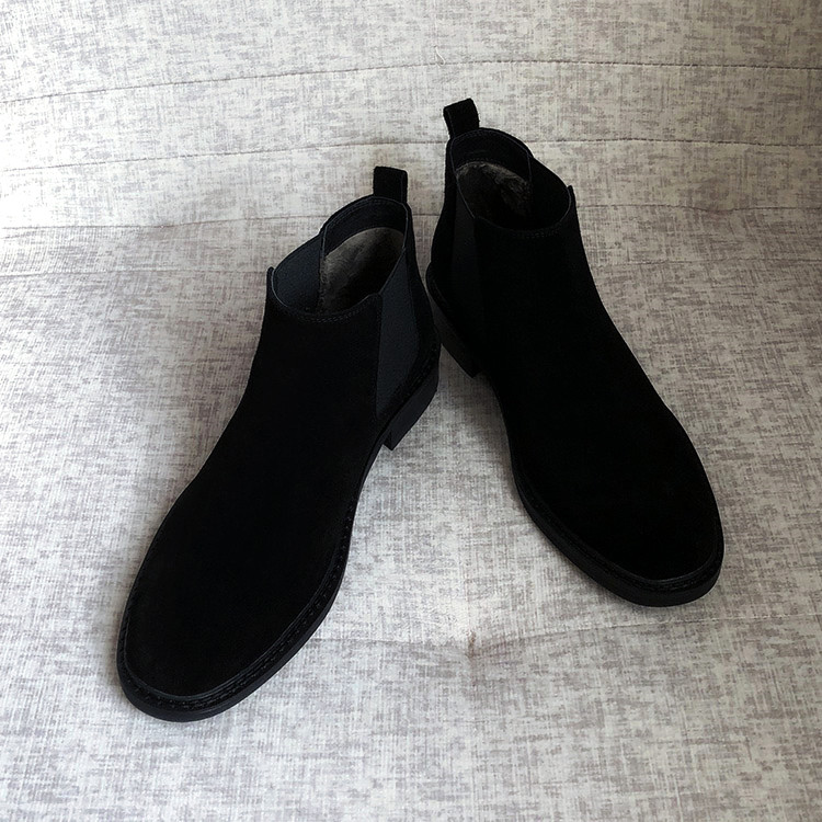 Botas masculinas de couro Nubuck da moda e veludo de couro genuíno Chelsea Botas masculinas casuais de couro Botas Marti