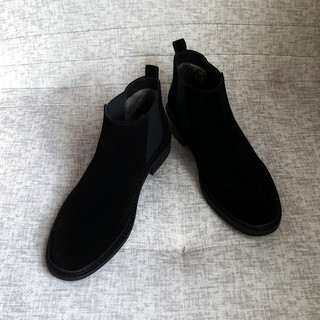 Botas masculinas de couro Nubuck da moda e veludo de couro genuíno Chelsea Botas masculinas casuais de couro Botas Marti