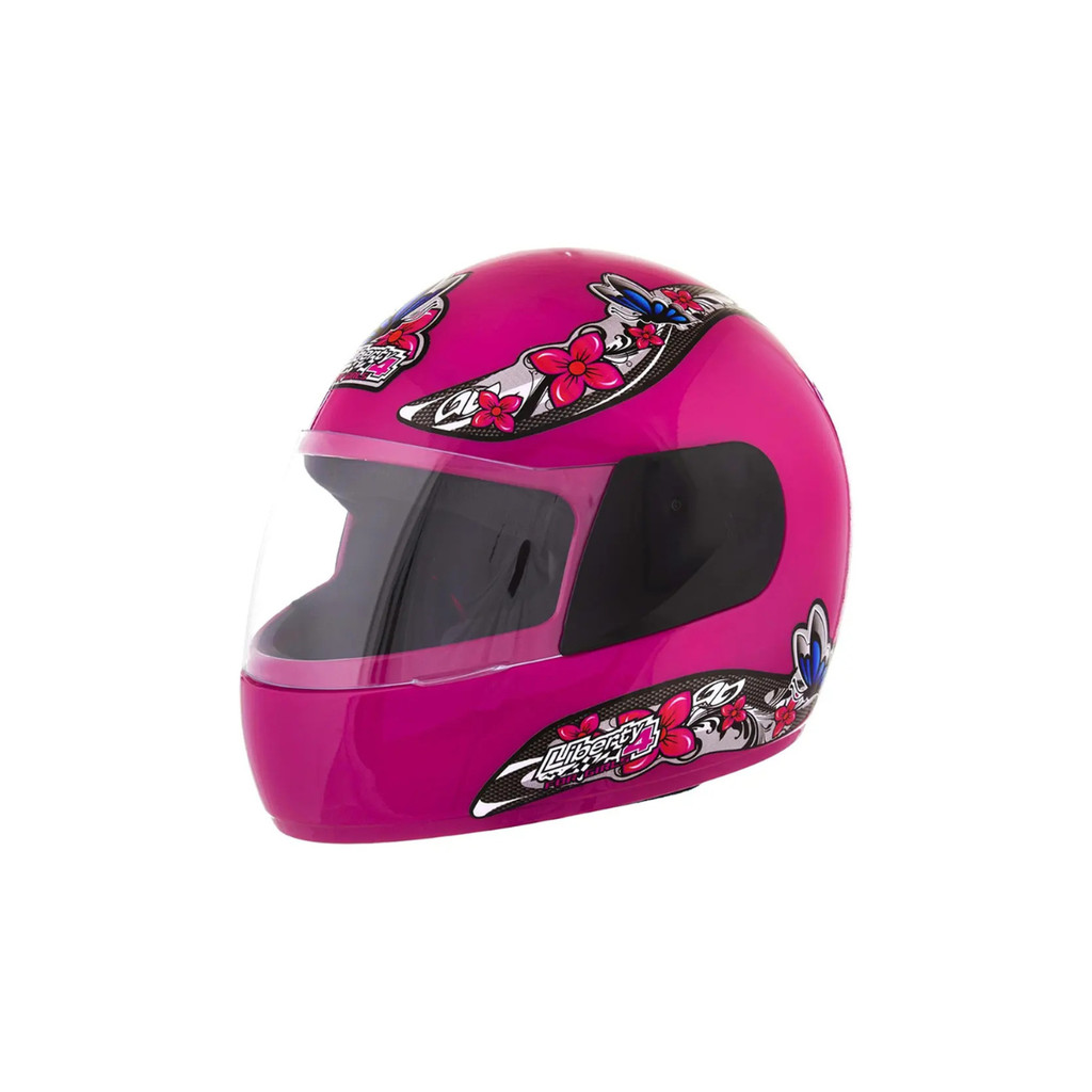 CAPACETE ROSA FLORAL LIBERTY 4 FEMININO TAM 58 FECHADO PROTORK