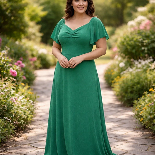 Vestido Longo Festa Feminino Plus size Blessed Elegante 2367