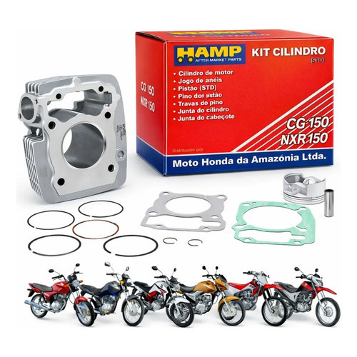 Kit Cilindro Motor Honda CG 150 Titan Fan Bros 150 HAMP Original Pistão Anéis STD Completo