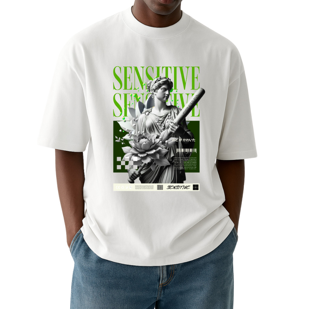 Camiseta Oversized Academia Unissex 100% Algodão Estátua Sensitive Conforto e Estilo para seu Treino