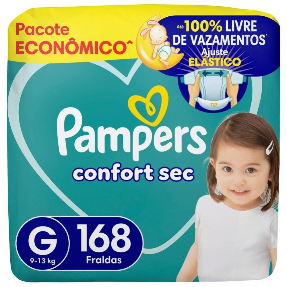 Fralda Pampers Confort Sec Ultra G 168 Unidades em Oferta na Shopee