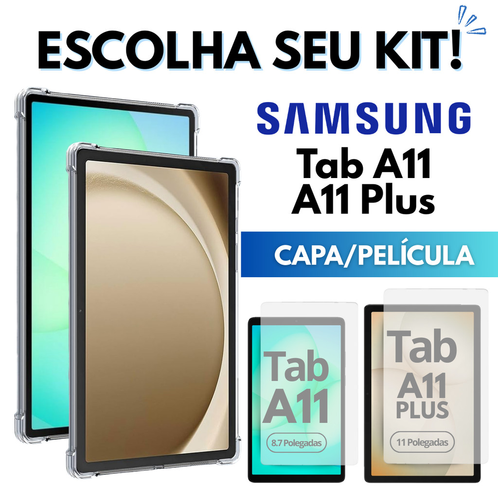 Capa Transparente P/ Tablet Samsung Tab A11 / A11 Plus Capinha ou Película Vidro