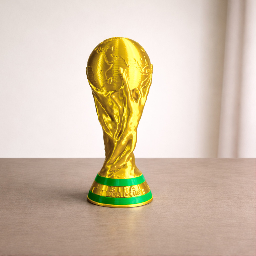 Troféu da Copa 2026 Decoração Setup Futebol em Dourado Hexa Brasileiro