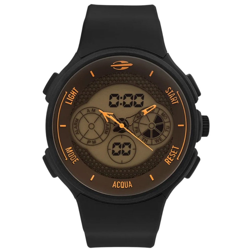 Relógio Masculino Mormaii Action Anadigi Preto Laranja Analógico Digital Original MO160829AE8L