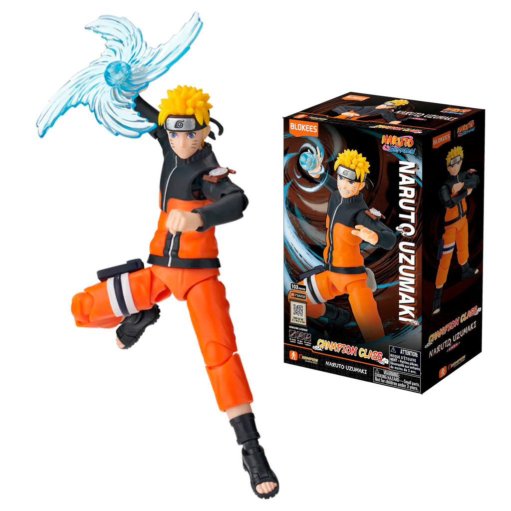 Boneco Articulado Montável Blokees Naruto Champion Class 02 Naruto Uzumaki Colecionável Model Kit
