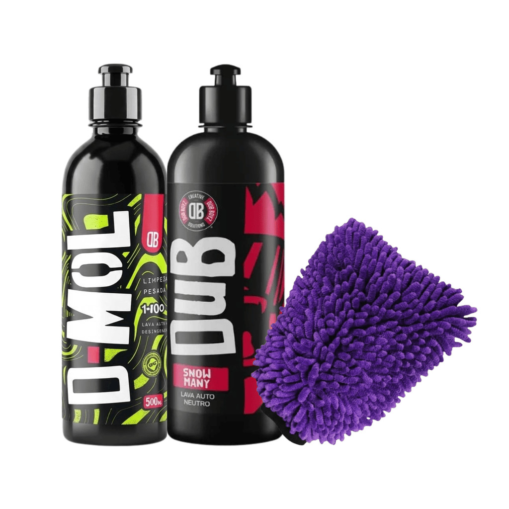 D-Mol Desincrustante Com Snow Many Shampoo Neutro Dub Boyz E Luva Microfibra Para Limpeza
