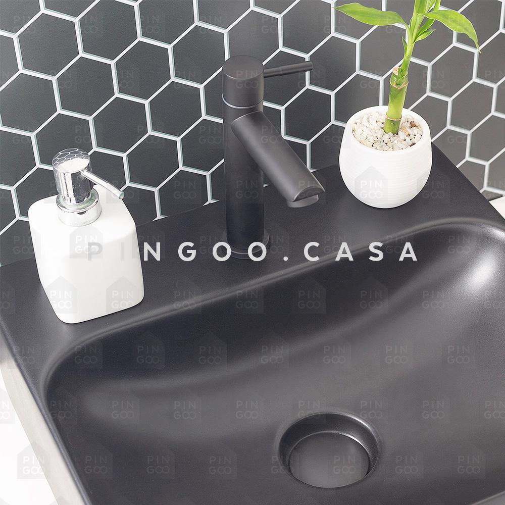 Torneira Para Banheiro Em Aço Inox Fosco Baixa Amazonas Pingoo - Preto