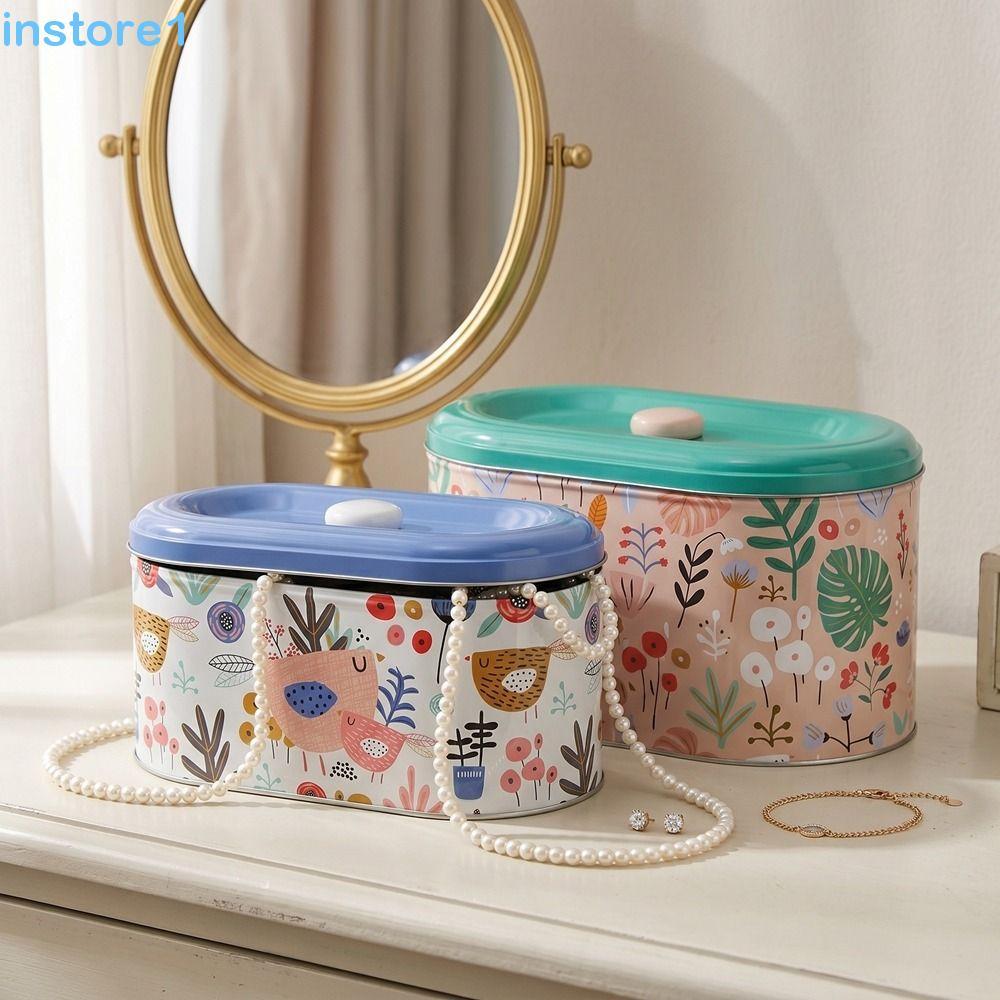 INSTORE 2 Pçs/SET Caixa De Armazenamento De Folha De Flandres , Lanche Estilo Europeu De Grande Capacidade Biscoitos De 