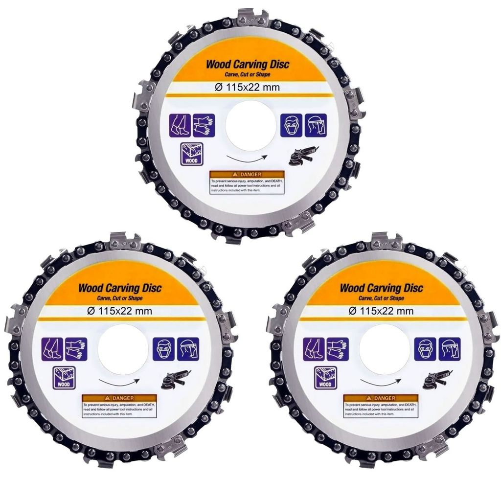 KIT 3 DISCO CORRENTE MOTOSSERA CORTE DESBASTE MADEIRA