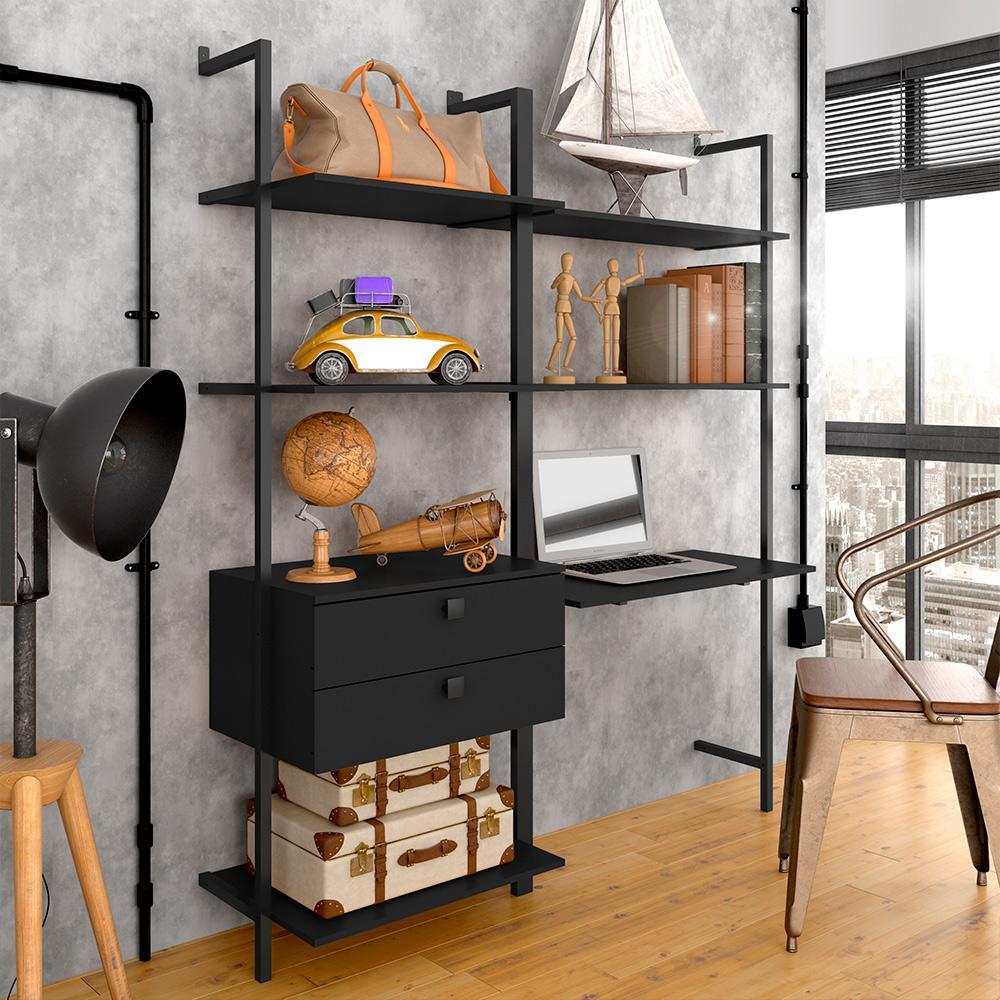 Closet Estilo Industrial Siena 2 Gaveta Preto Fosco - Móveis Arapongas em Oferta na Shopee