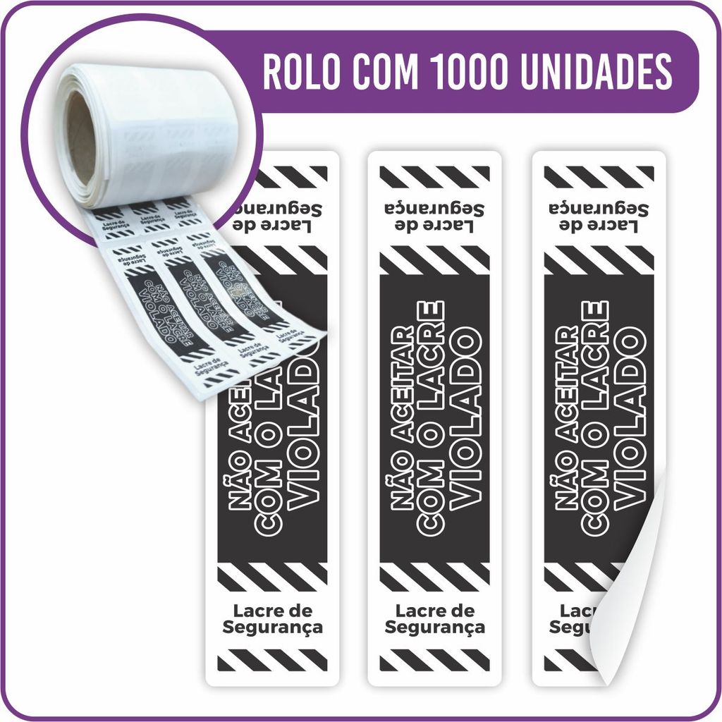 Lacre de Segurança Adesivo Preto Pro 2x8cm - 1000 Unidades em Oferta na Shopee