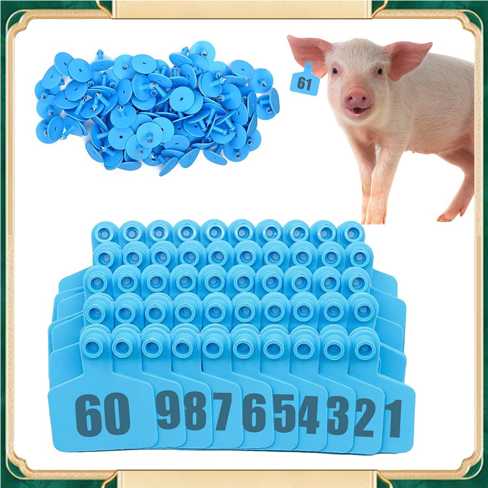 Brincos de identificação azuis para gado, 50 unidades Números de série 51-100 Brincos de identificação para animais