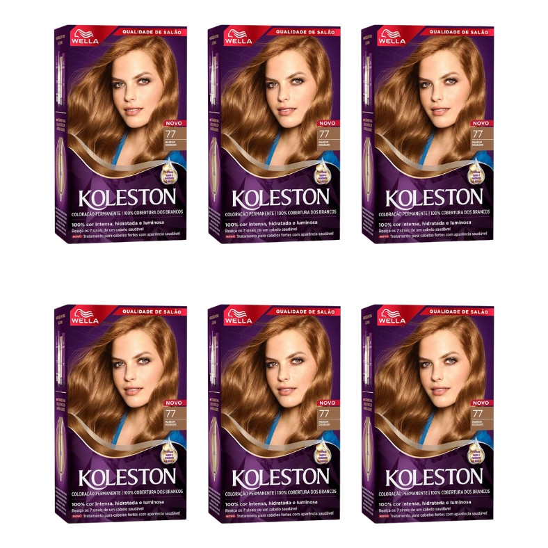 Coloraçao Koleston 77 Marrom Dourado-kit C/6un Tom Sem tom