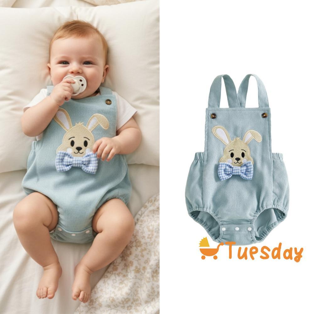 0-18 Meses Bebê Menino Páscoa Macacão Geral Gravata Borboleta Coelho Bordado Sem Mangas Casual Verão Primavera Roupas em Oferta na Shopee