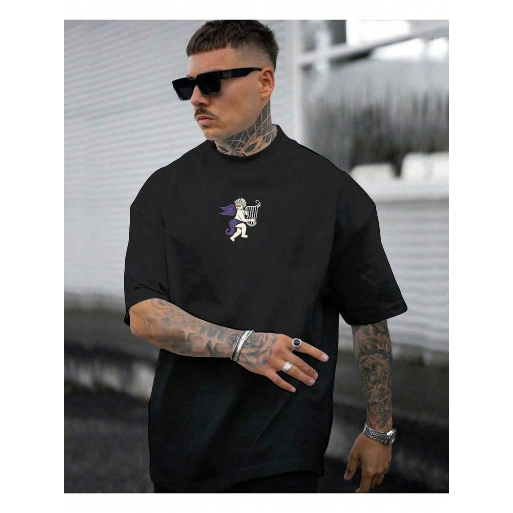 [Camiseta Premium em Algodão Puro]CC Camiseta Masculina e Feminina Básica Oversized Style Streetwear Anjo Angel Arpa Tum