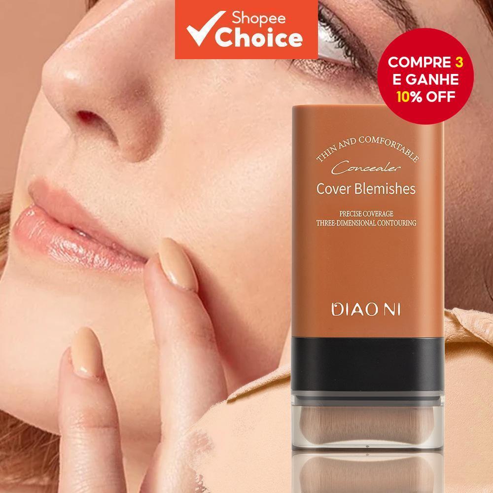 Base Em Bastão De Ponta Dupla Com Cabeça De Pincel , Hidratante , Leve E Translúcido