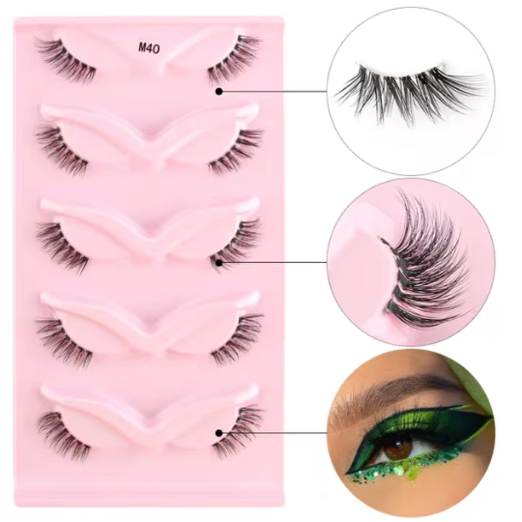 New Show 5 Pares Pestanas De Olho De Gato 3D Fofo De Mink Full Strip Cílios/Meia Extensões De Longas Naturais