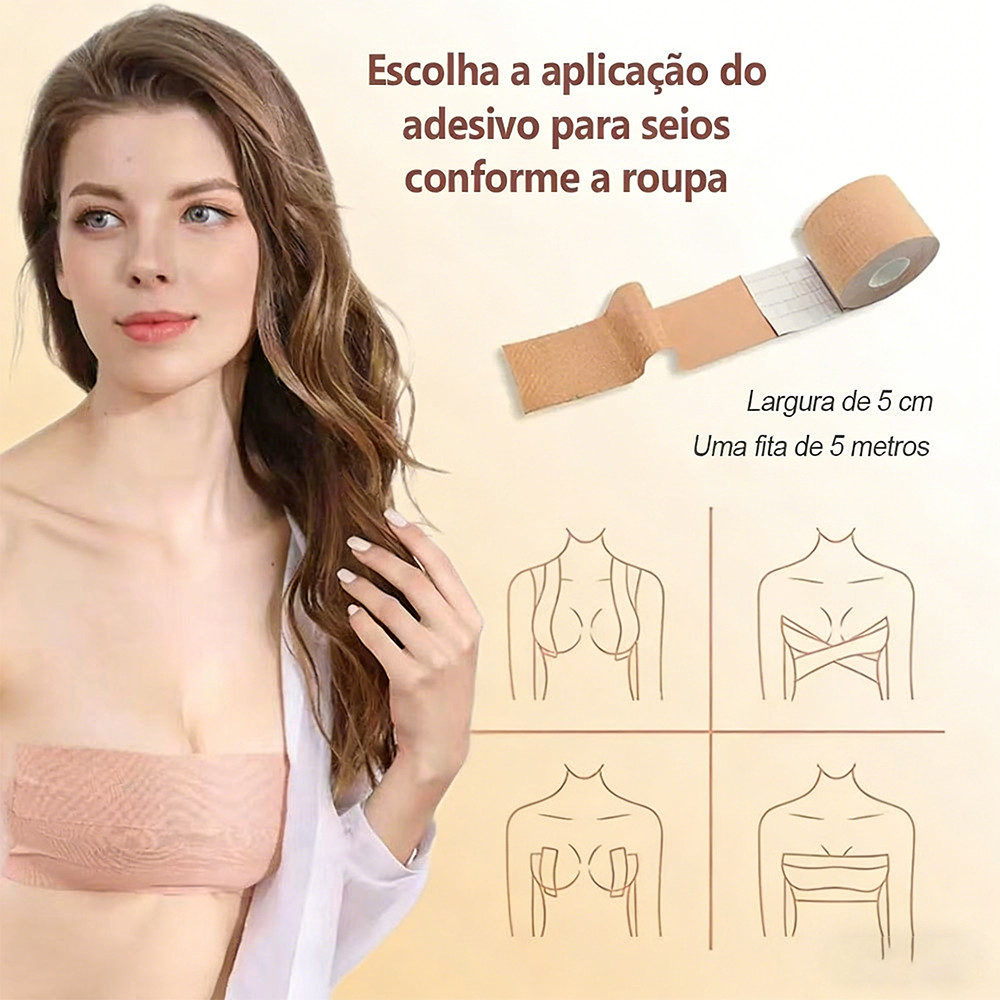 Fita Adesiva para Seios – Boob Tape 5cm x 5m – Levanta e Modela – Invisível